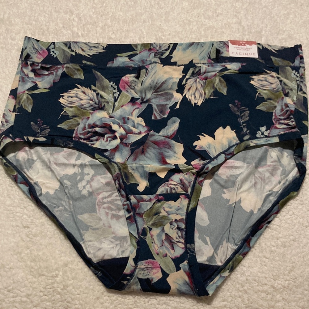 NWT Cacique Lane Bryant Mood Indigo Floral Comfort Bliss Full Briefs Size 18/20